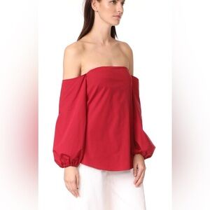 NWT Theory Laureema Off The Shoulder Crimson Red Blouse Top Size 8